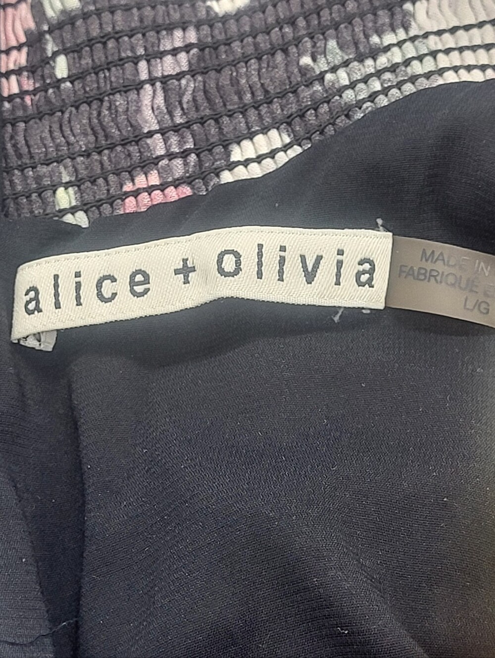 Alice + Olivia Thea Mock Neck Blouson Sleeve Babydoll Dress in  Midnight Rose - Picture 12 of 13